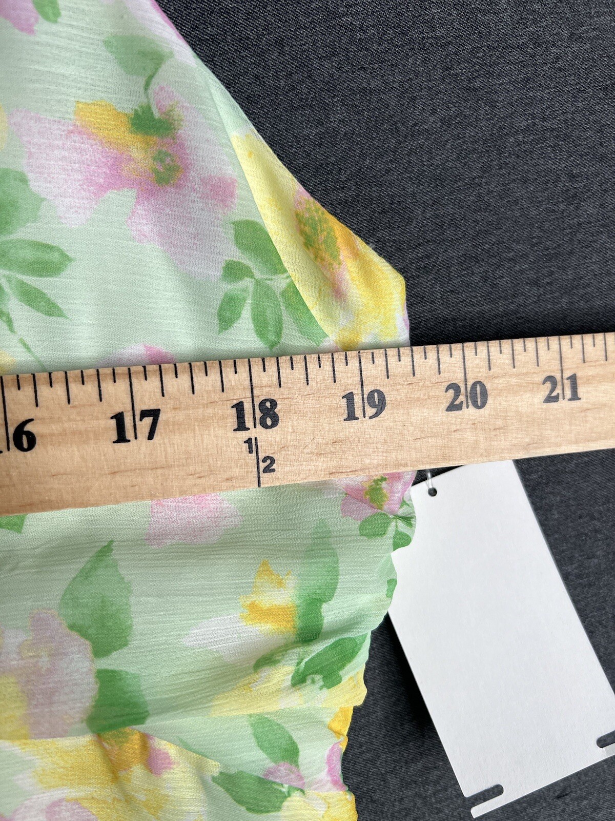 Elodie Floral Mini Chiffon Ruched Ruffle Dress Green Lined Sleeveless Women XL