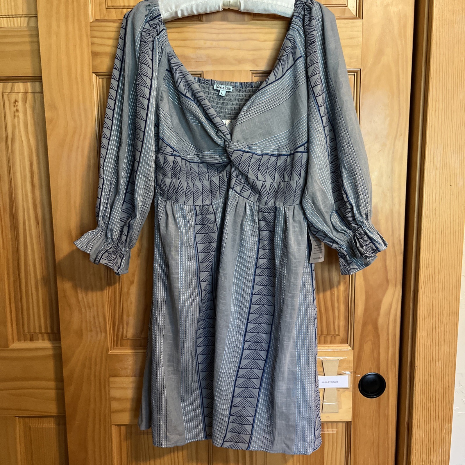 Nostalgia Embroidery Dress L Blue