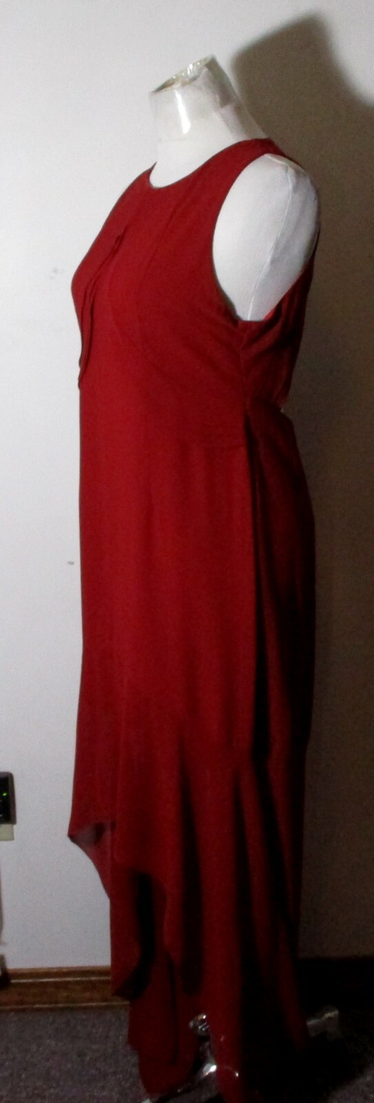 YA Los Angeles Burgundy Full Length Sleeveless Silk Dress Size L