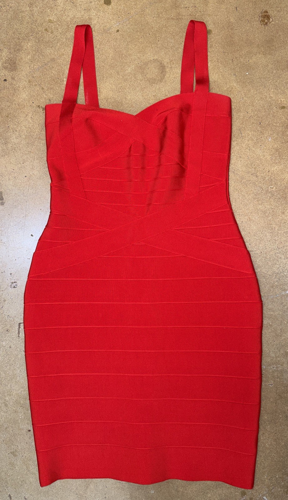 BCBG Maxazria Gisela Red Bandage Bodycon Midi Dress Size Medium RN80734