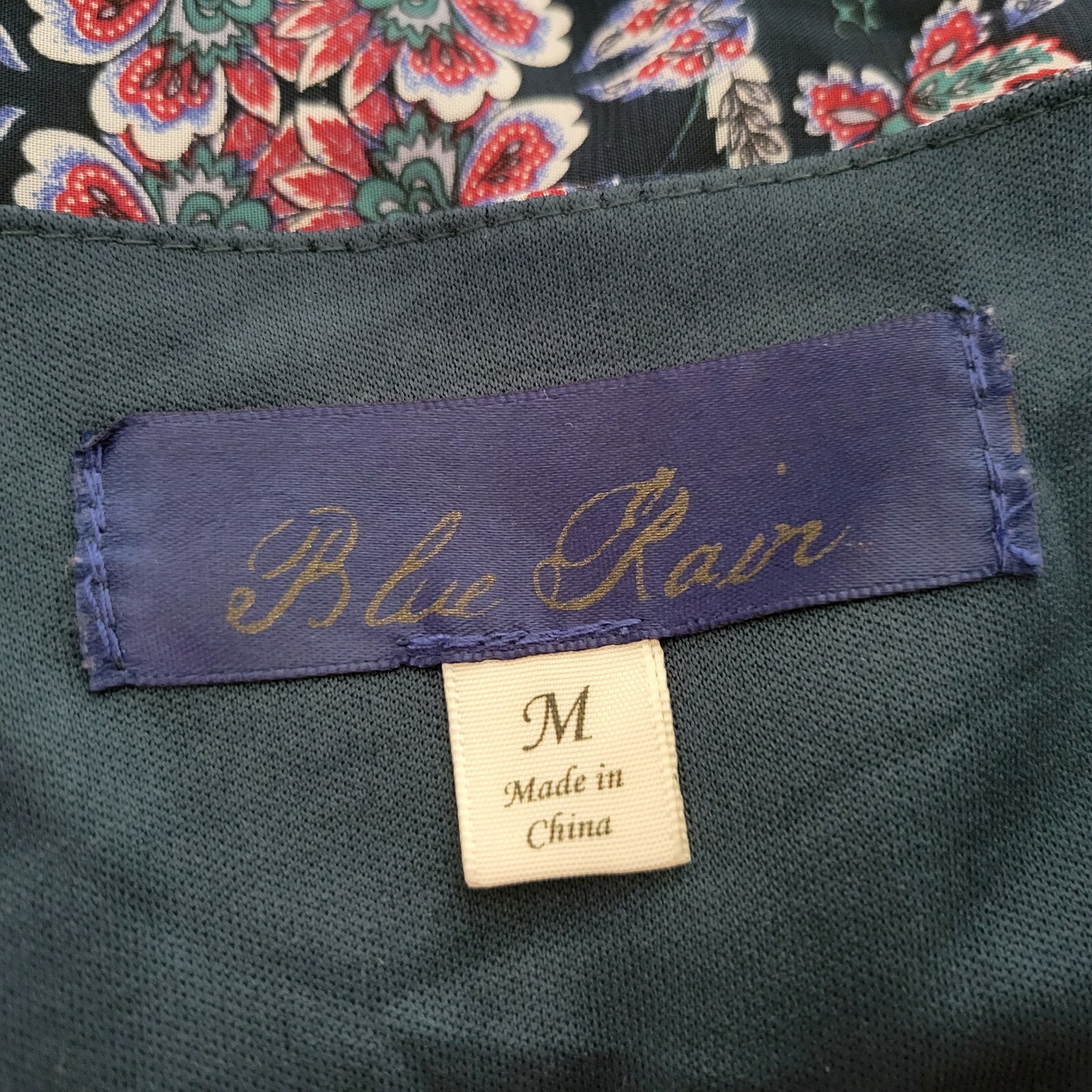 Blue Rain Dress Womens Medium Blue Green Floral Boho Chiffon Lined