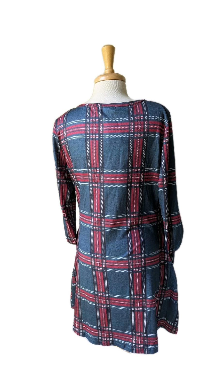 NWT Size L MIROL Holiday Christmas Pockets GREEN RED WHITE PLAID Mid Swing DRESS