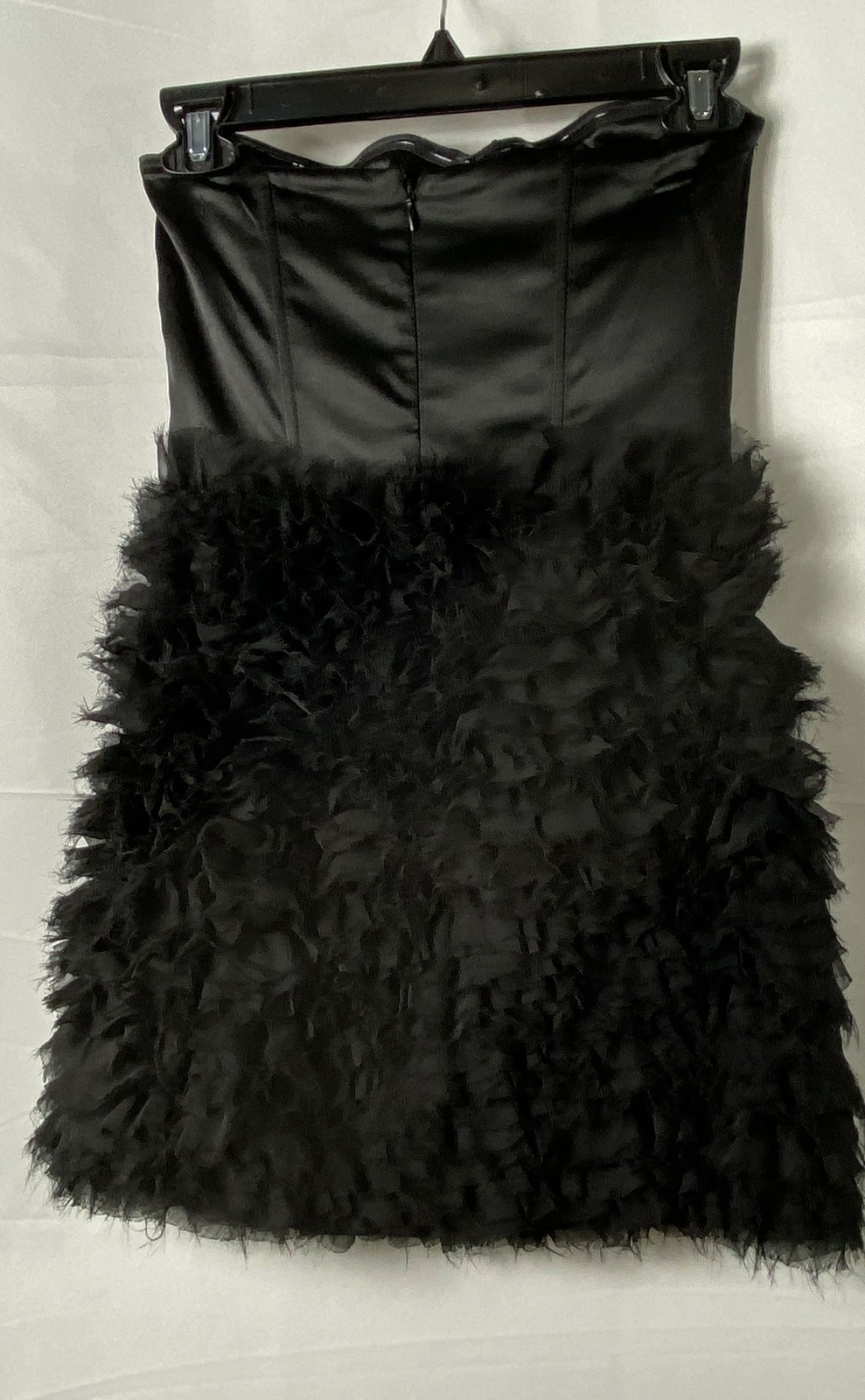 Maison Women’s Black Strapless Textured Ruffle Fringe Corset Mini Dress Sz S