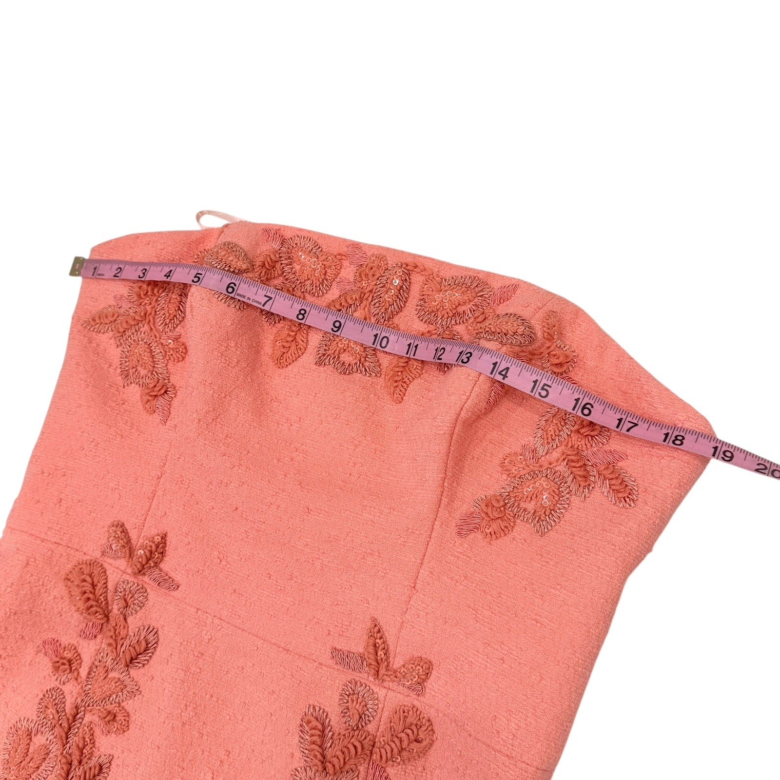 Carolina Herrera Embroidered Strapless Mini Dress Sunset Coral SZ 12 NWT $3490