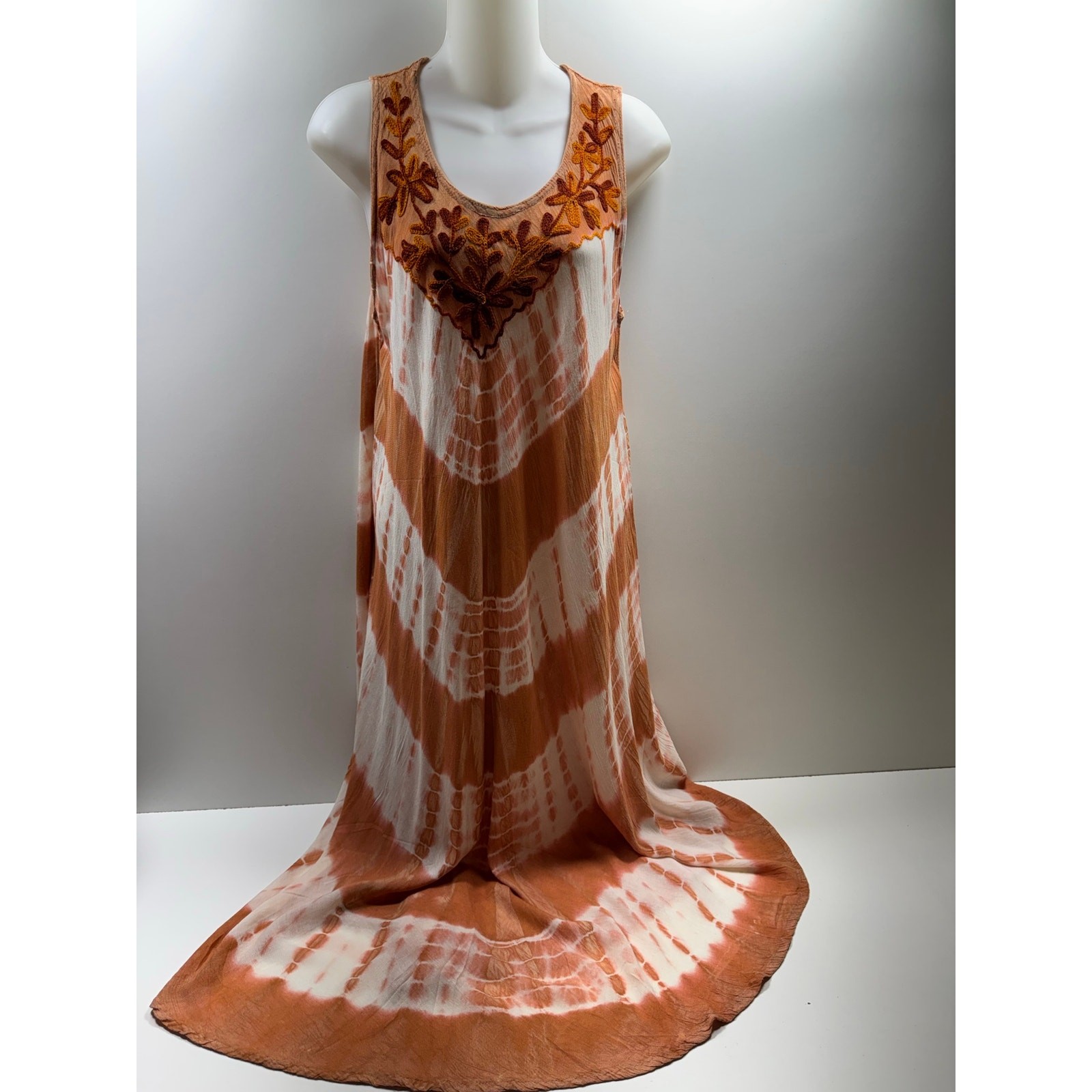 Seven Islands Boho Embroidered Women’s Maxi Tye Dye Dress One Size Sz M Beach
