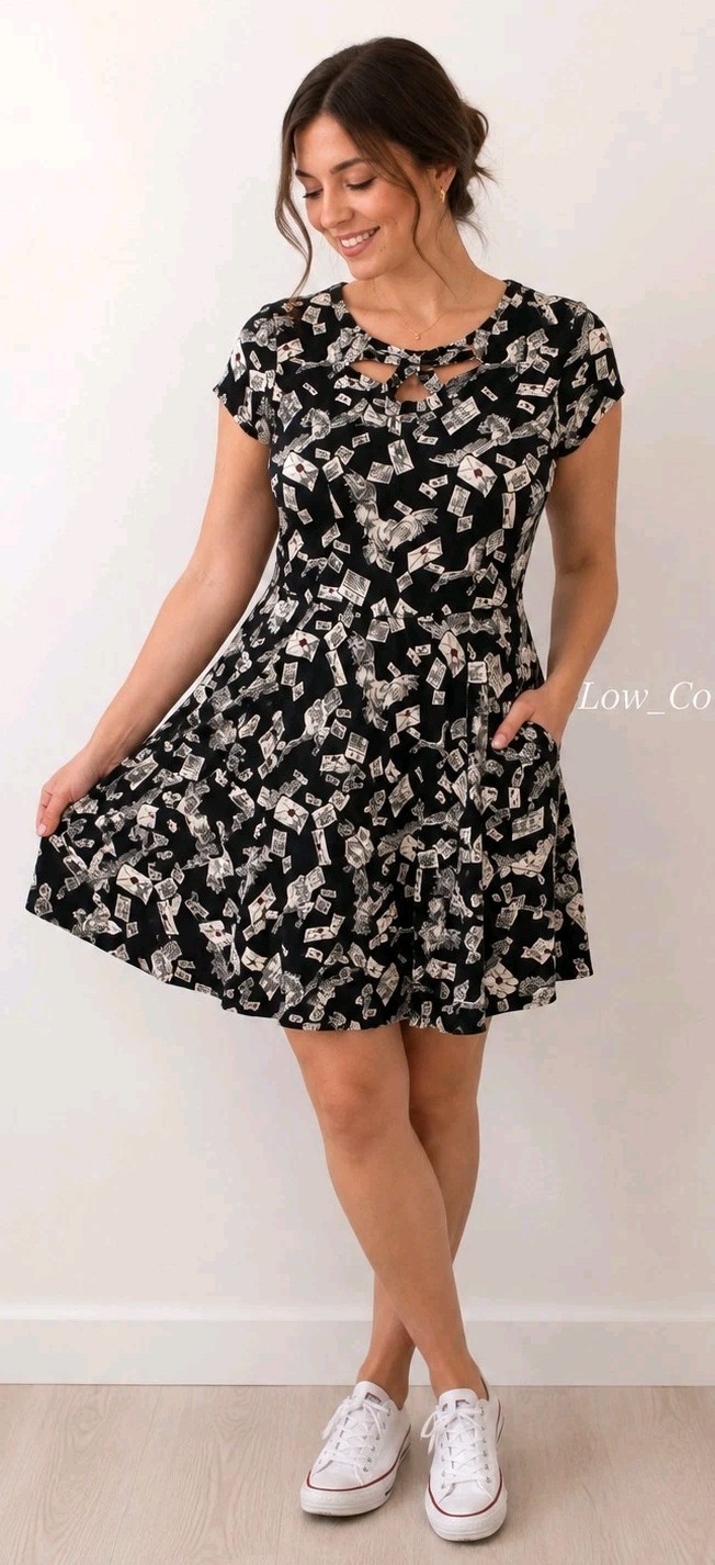 Harry Potter Hedwig Owl Letter Dress Womens Small Hot Topic Skater Pockets