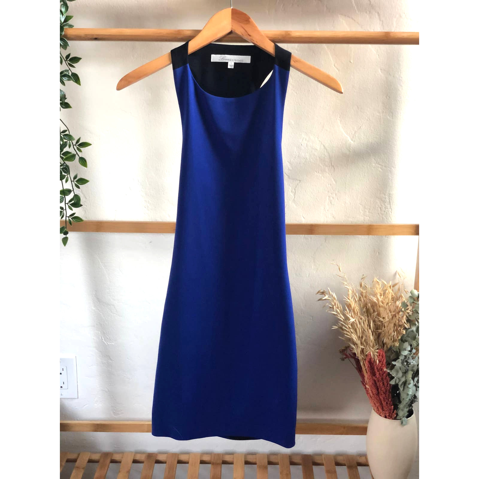 Revolve Lovers + Friends Black & Cobalt Blue Halter Dress