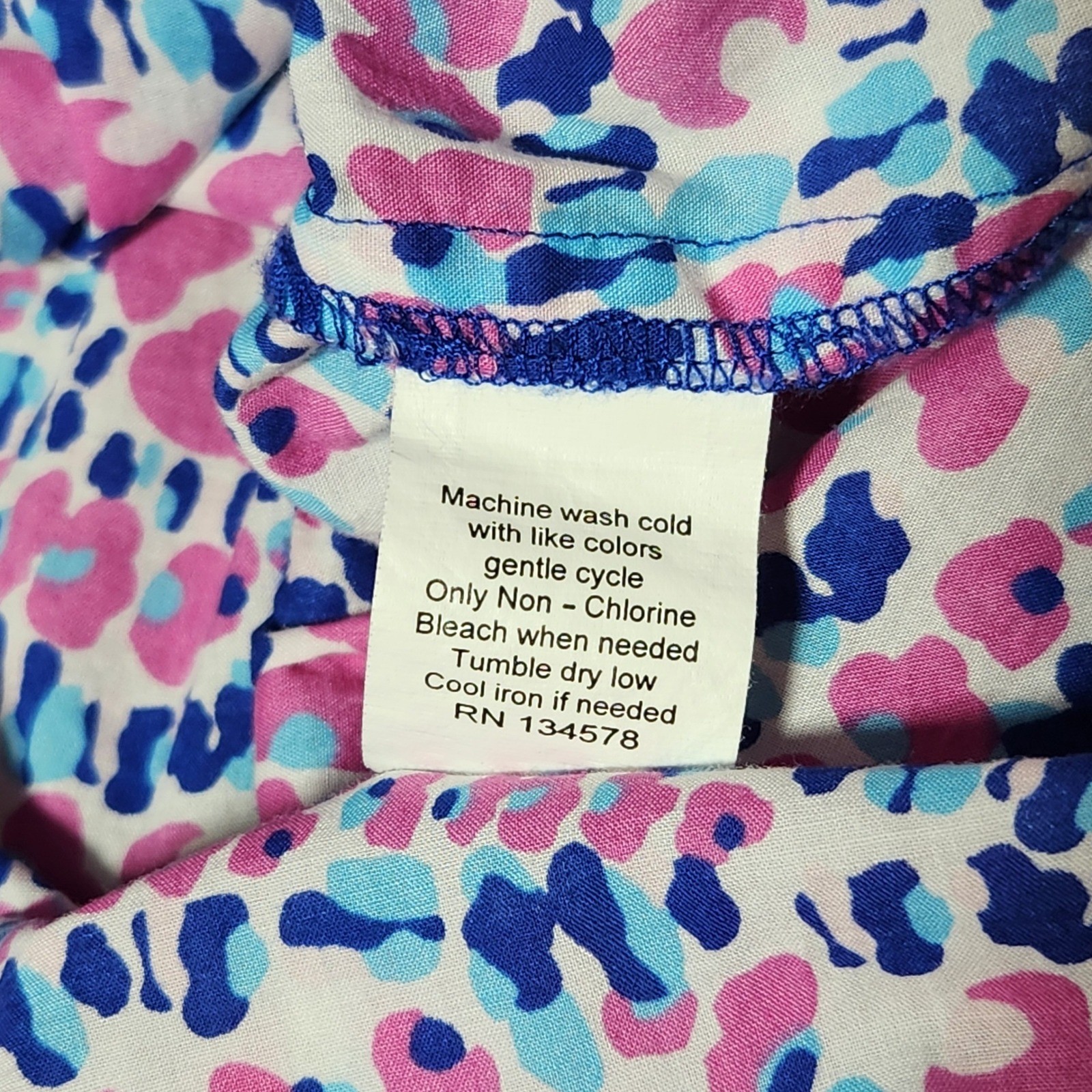 Vineyard Vines Womens Pink Blue Abstract Print Cotton Tunic Dress Small Ric-Rac