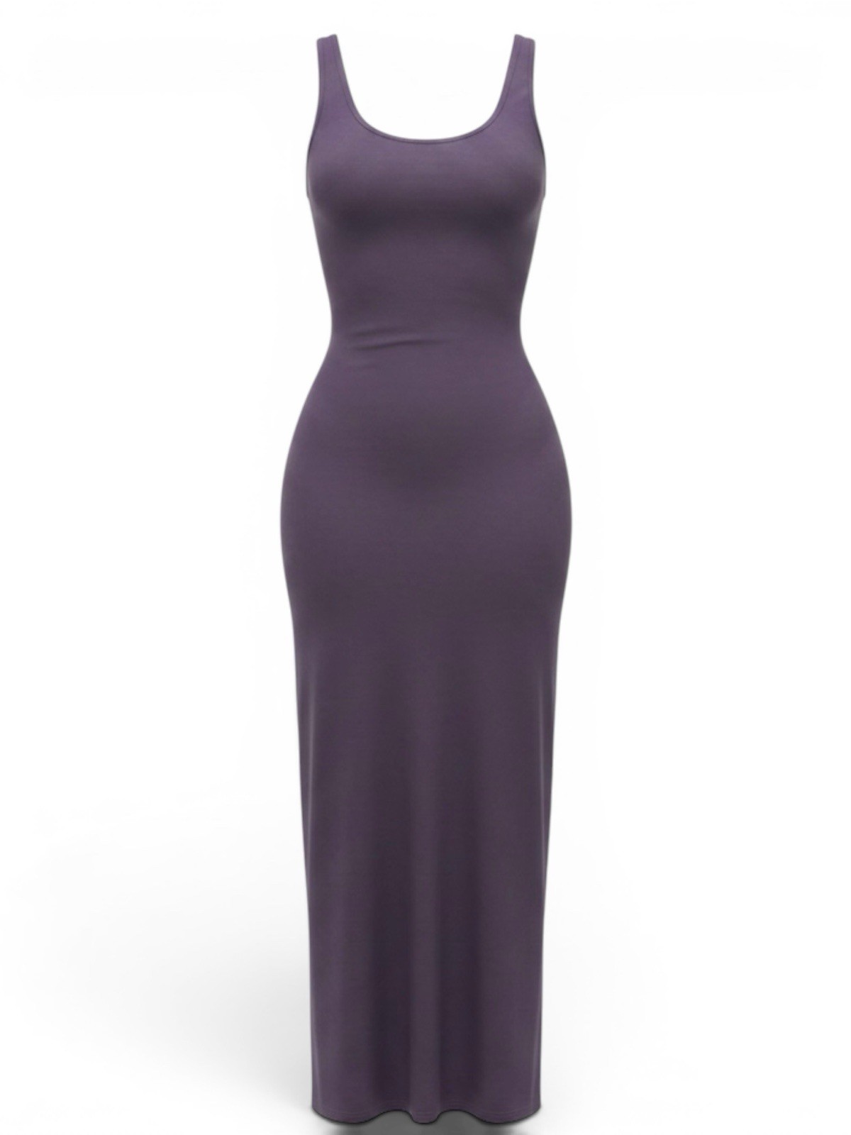 Purple Bodycon Maxi Dress Sleeveless Stretch Fitted Tank Dress Size: Medium