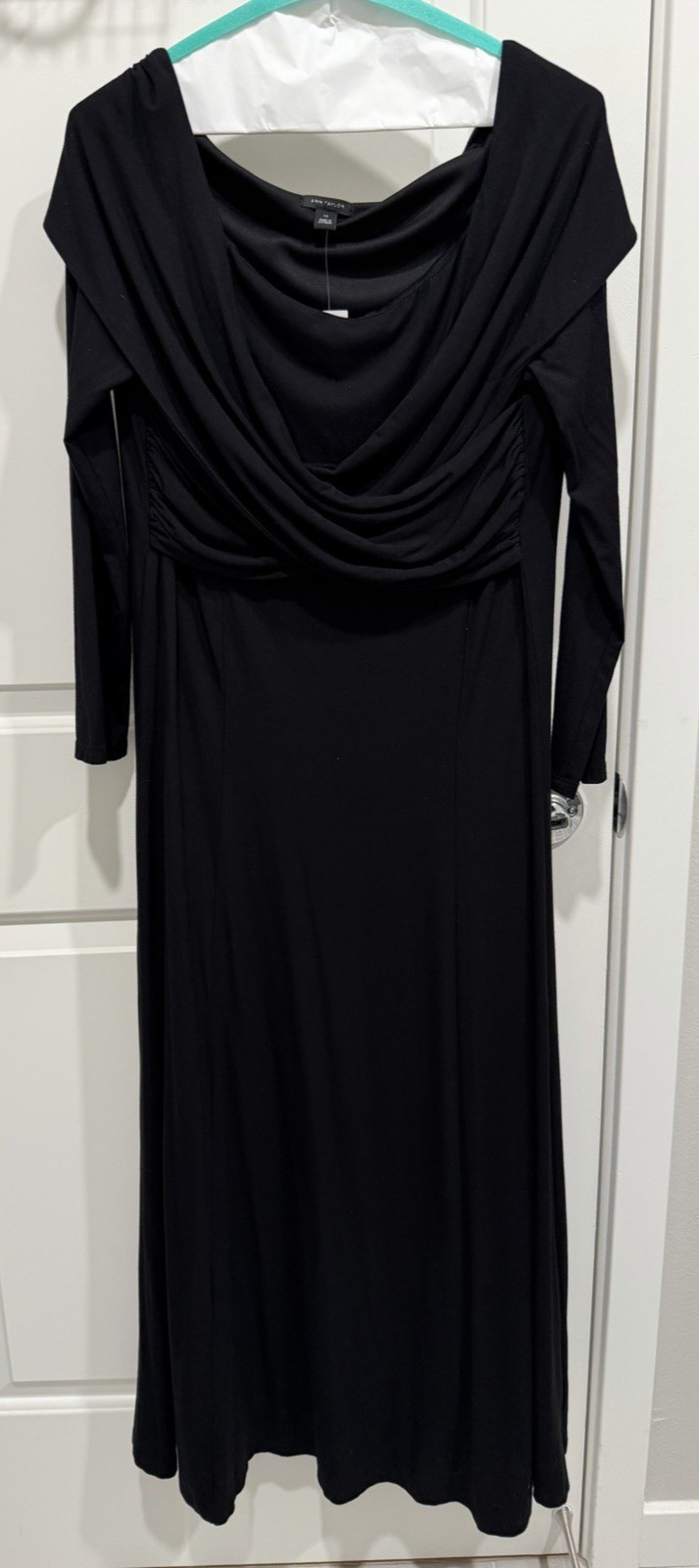 NWT New Ann Taylor Drape Neck Black Maxi Dress Evening Dress Wedding 14