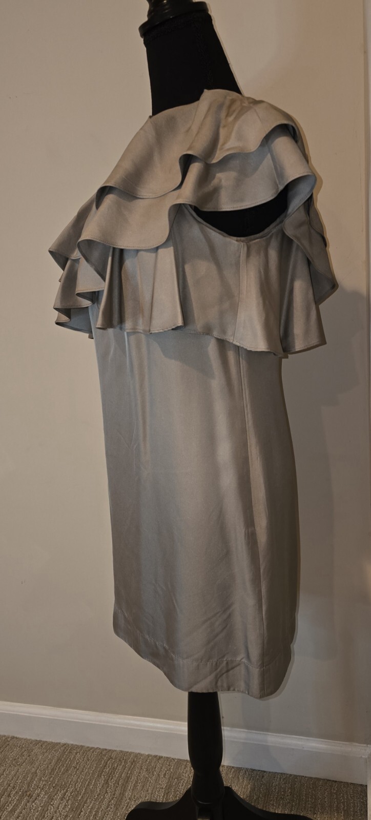 Banana Republic Silk One Shoulder Strap Shift Dress Ruffels Sleeveless Sz 2…