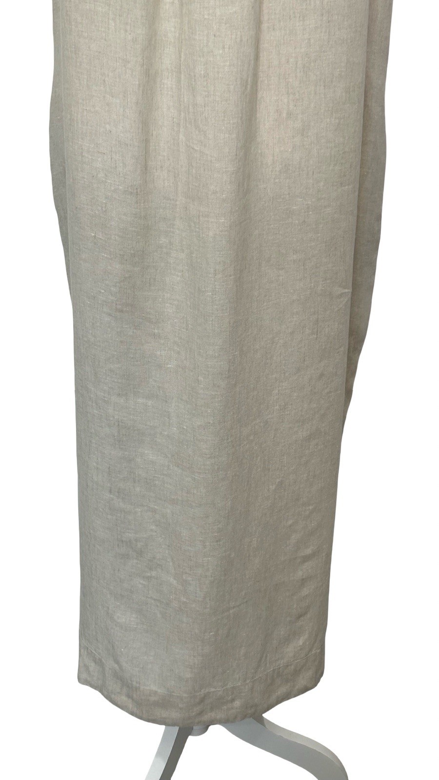 J.Crew 100% Linen Maxi Shift Dress XL Beige Sleeveless Hidden Button Lagenlook