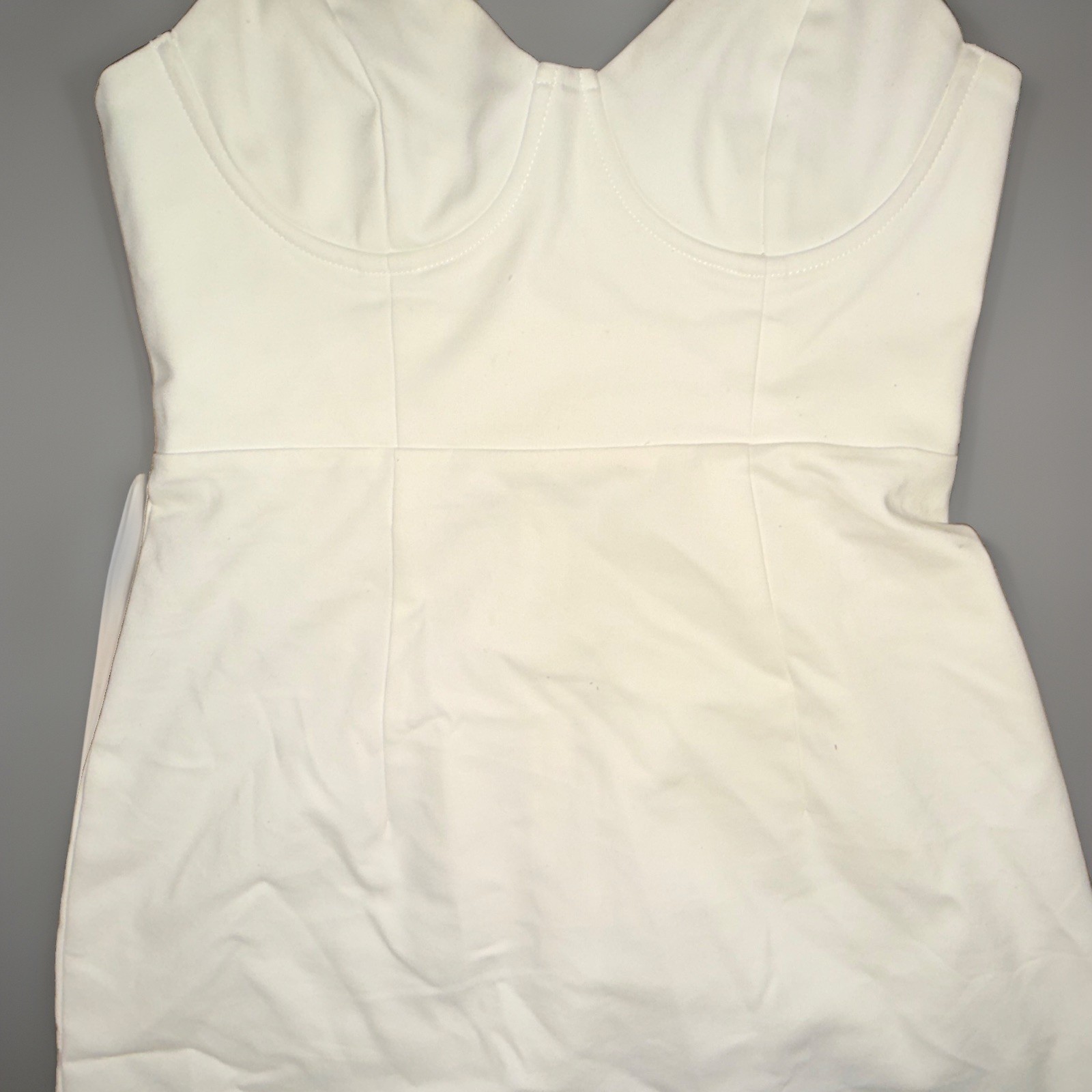 Princess Polly White corset Sweetheart Strappy bustier Knit Mini Dress Zip sz 8