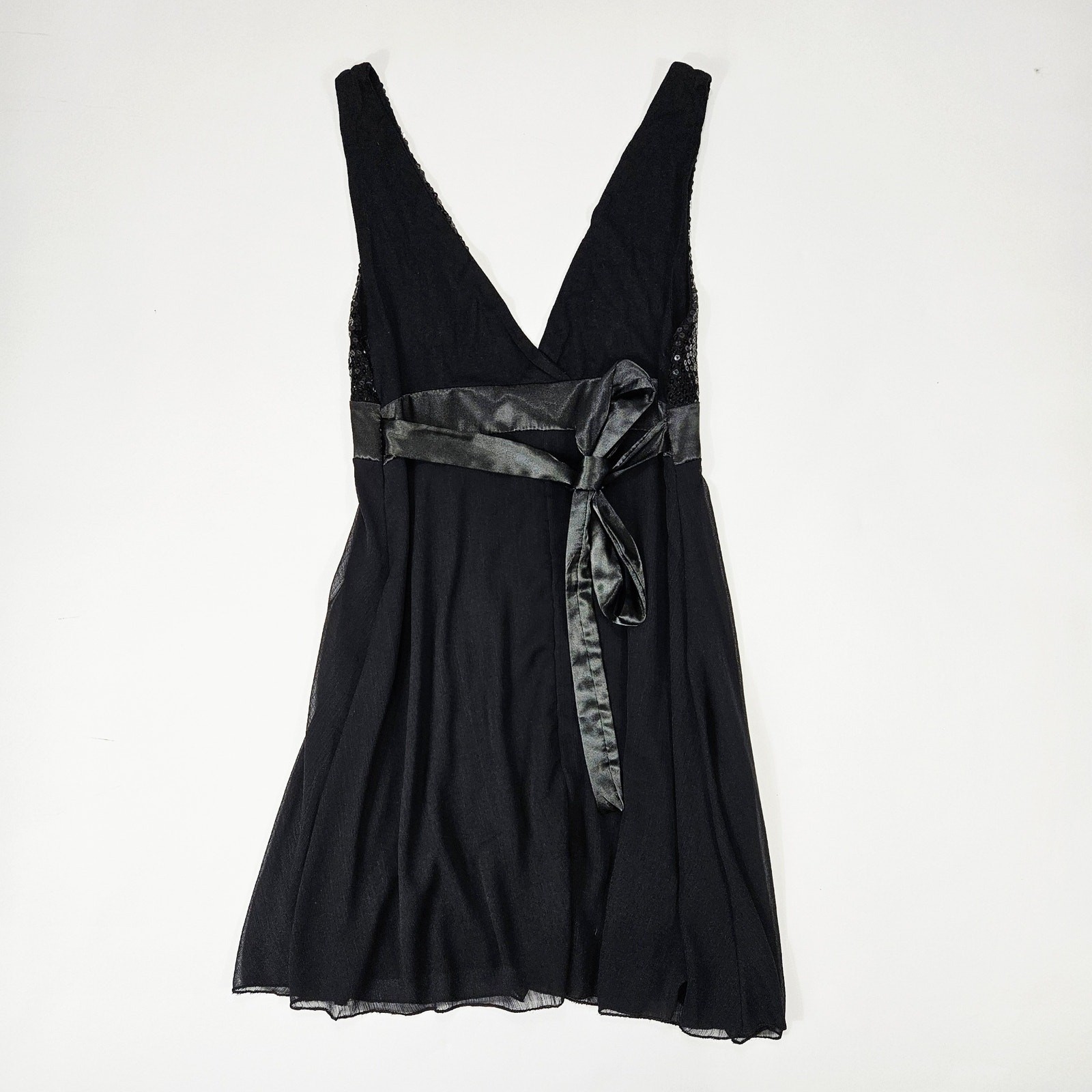 Euro Black Sequin Mini Dress Tie-Back – Size Small