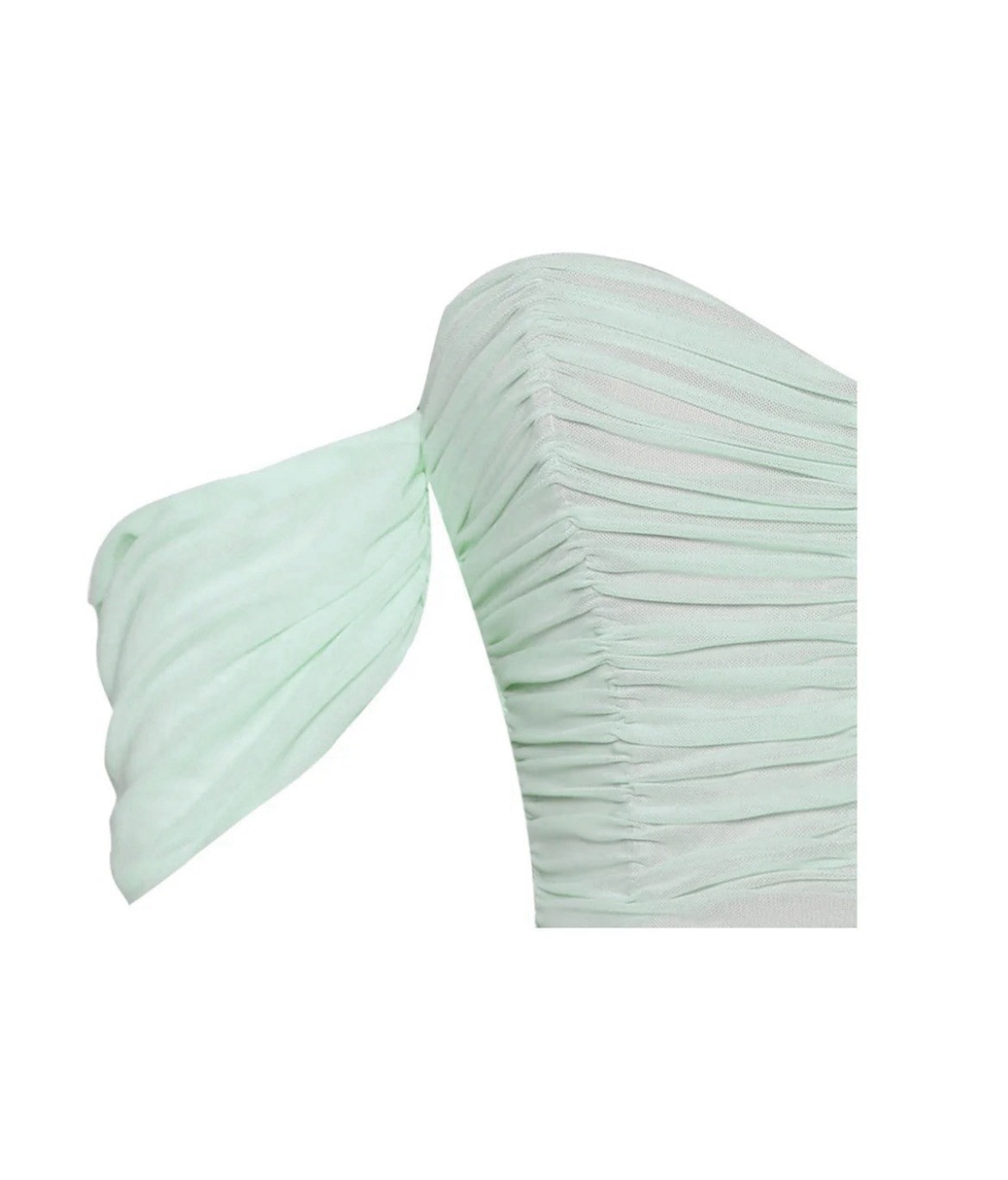 Womens Mint Green Off Shoulder Ruched Mesh Bodycon Midi Dress Size S Zip Closure