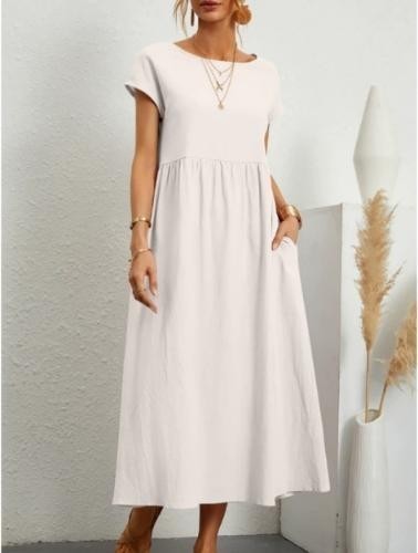Holiday Sundress Short Sleeve Casual Loose Boho Floral Women Maxi Dress Ladies
