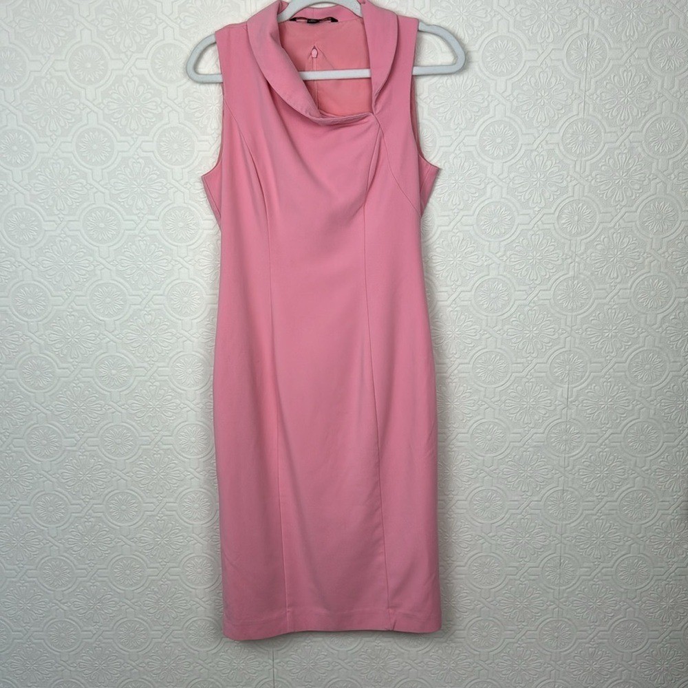 Black Halo Asymmetrical Light Pink Blaze Sheath Dress Sleeveless Collar Career