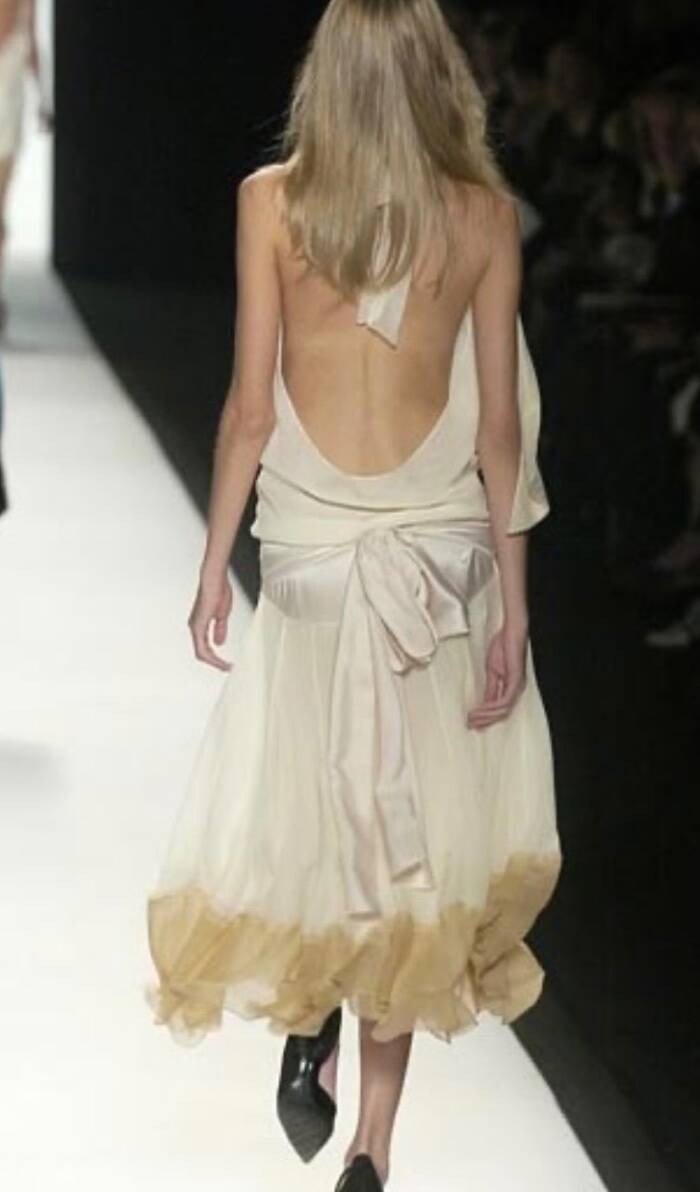 CHLOE VINTAGE S/S 2005 RUNWAY SILK HALTER DRESS SIZE fr 38