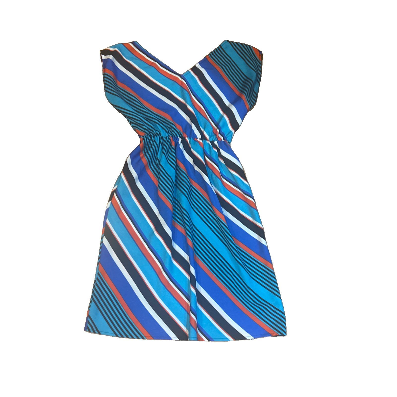 Maurice’s XS Striped Sleeveless Summer Dresselastic Waist Mid Thigh Length
