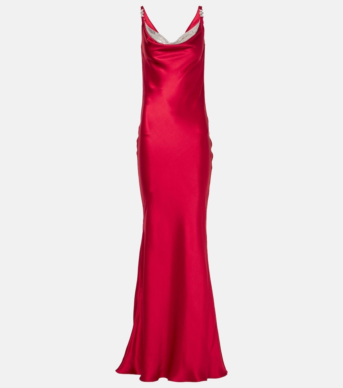 Versace Red Silk Medusa Hardware Double Draped Fluid Silk Gown Size 38 dress