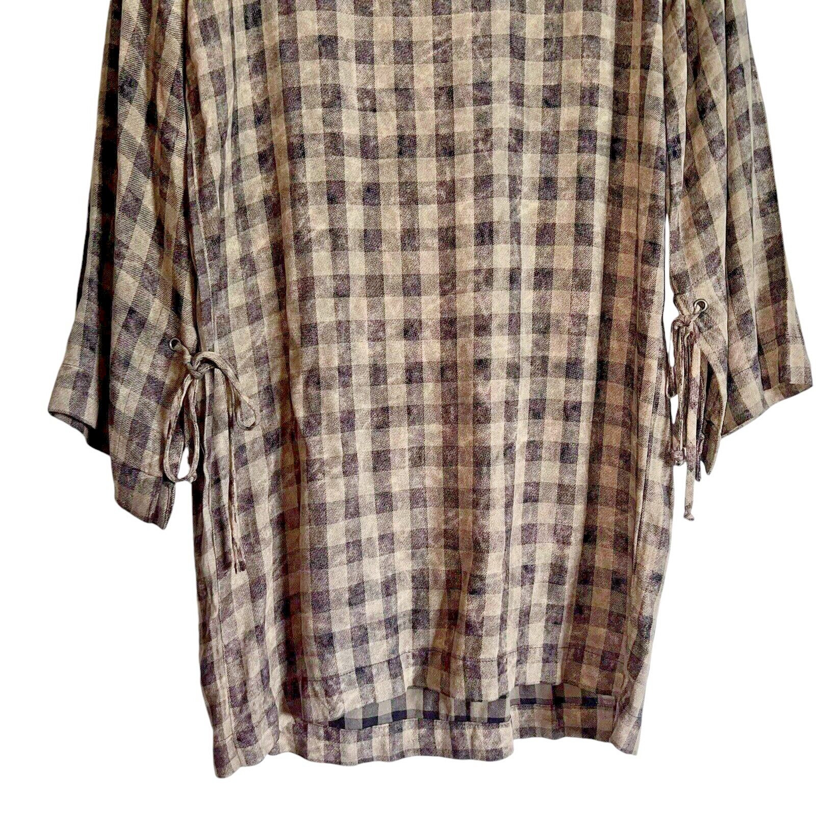 Bella Dahl Size S Gingham Plaid Mini Dress Soft Grunge 90s Revival Size Small