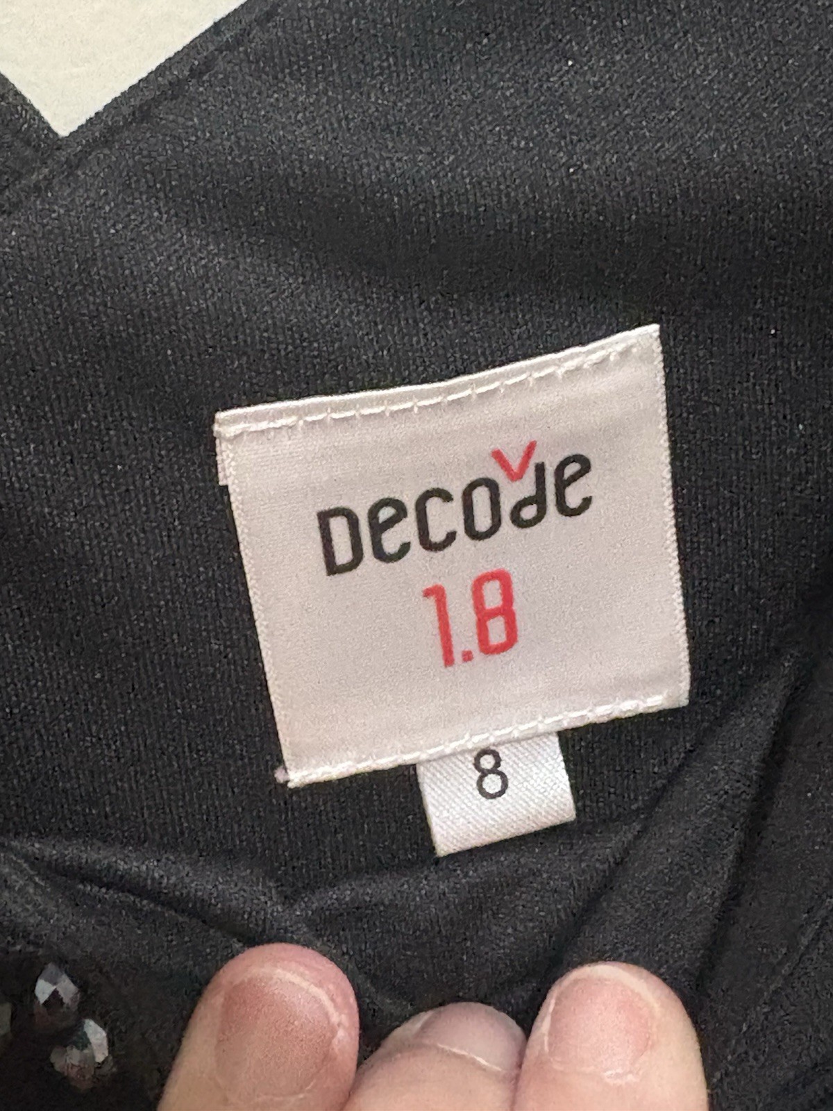 DECODE 1.8 Asymmetrical Neckline Sheath Dress Size 8 With Beaded Accent Lined