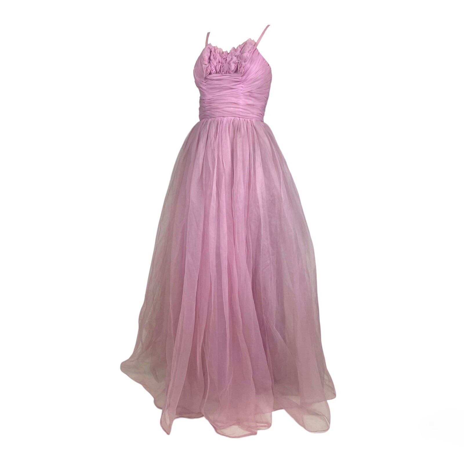 1940s 1950s Lee Delman pink tulle dress gown, UK8. Vintage. Valentines. Ex Cond