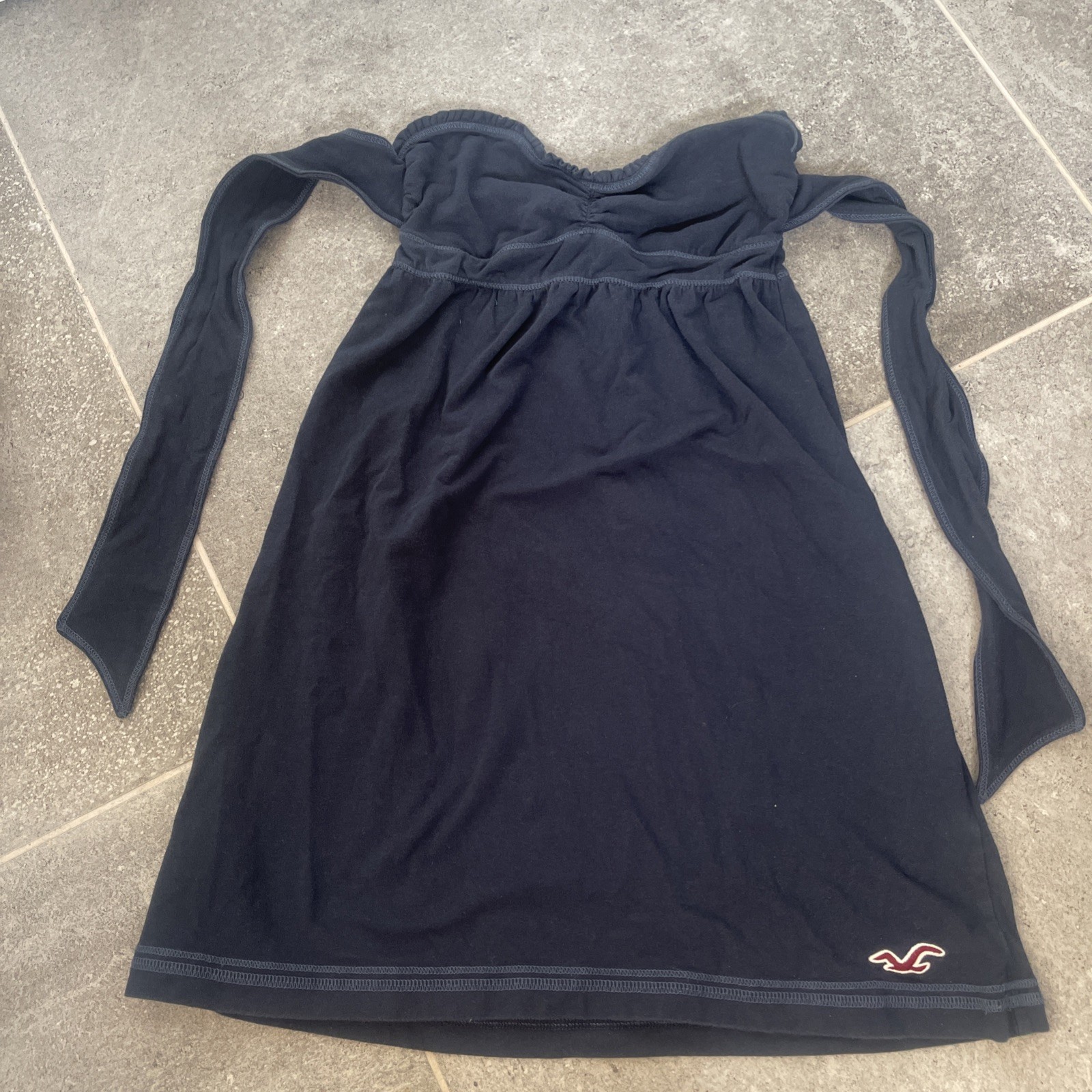 VTG Y2K hollister vintage navey BABYDOLL STRAPLESS DRESS SZ XS BADDIE