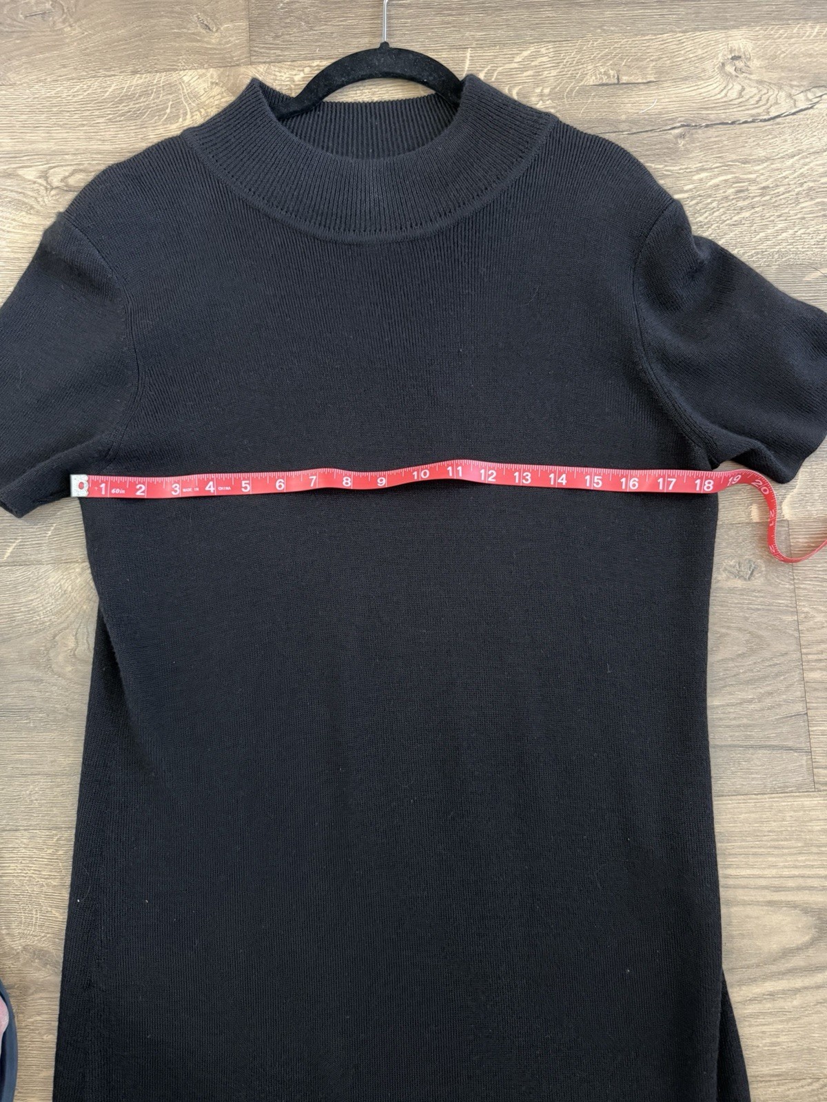 Talbots Black Mock Neck Knit Maxi Sweater Dress Short Sleeve Side Slit M