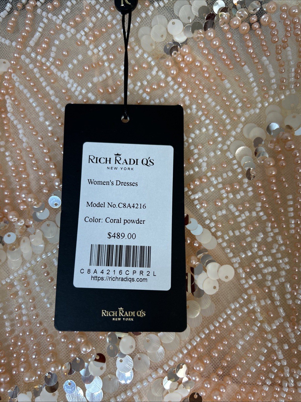 RICH RADI Q’s Custom Beaded Embroidered Gown 2XL $489 Coral Powder