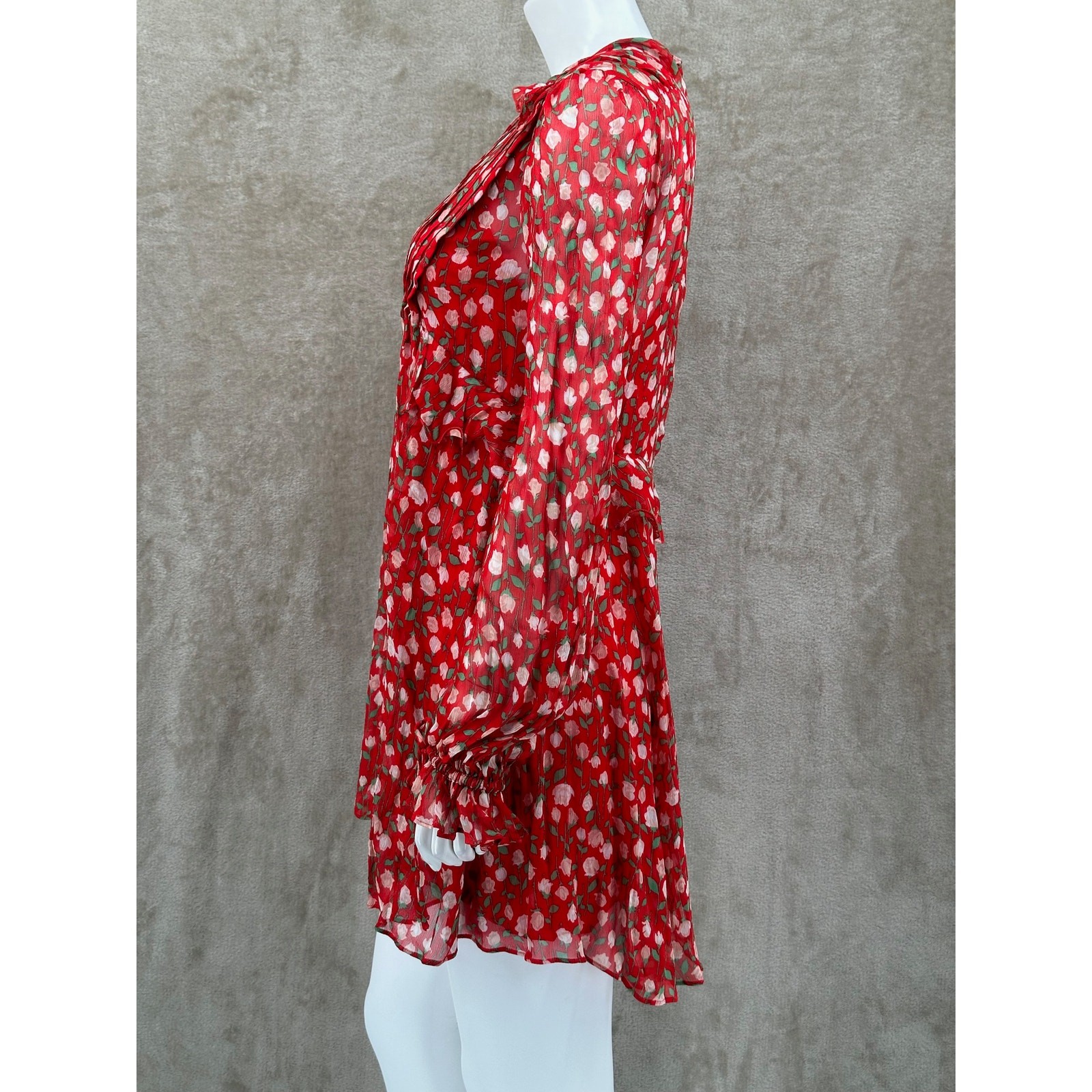 The Kooples Dress Womens 2 Medium Rosa Rosa Mini Red Floral Feminine Boho Retro