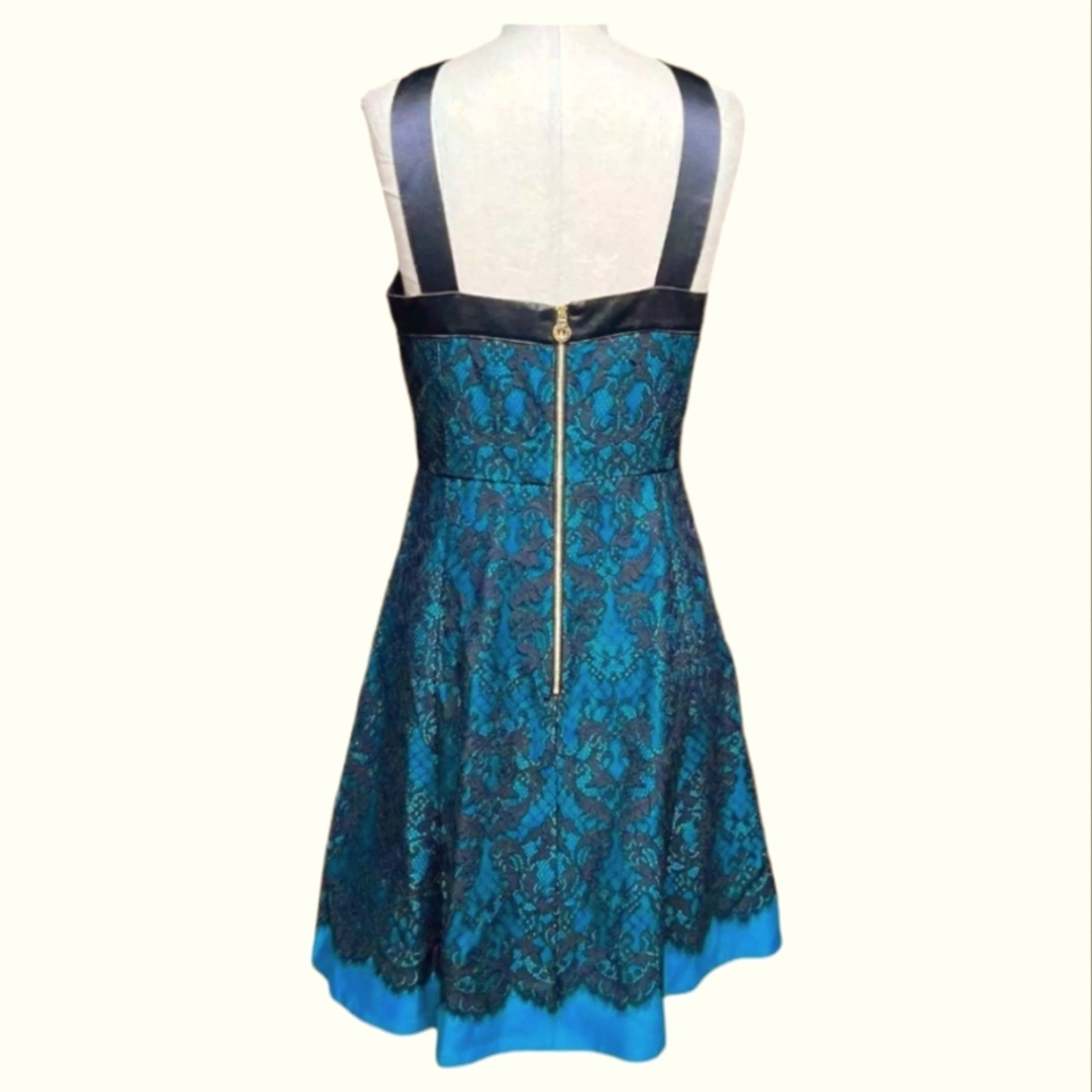 Draper James Betty Party pLace Halter MiniKnee Length Dress Teal Black Size 10