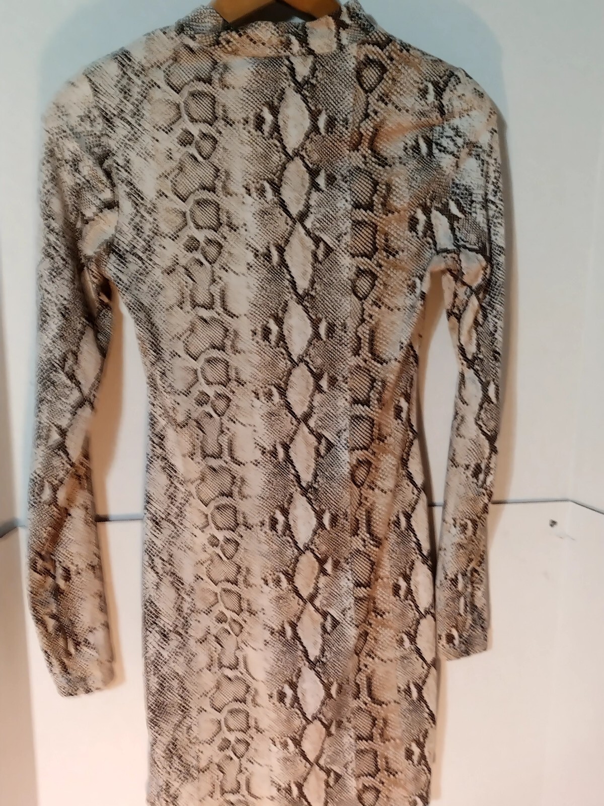 Glare Python Print Dress Long Sleeved With Thumb Holes At Cuffs Petit 30 Inches