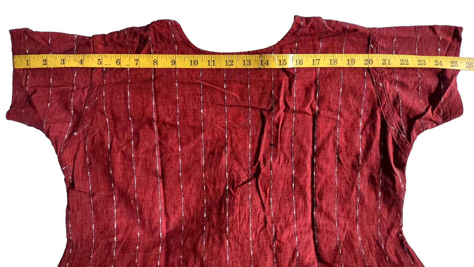 Maxi Dress Short Sleeve Black Gold Red Stripes Size 44 V Neck Gold trim