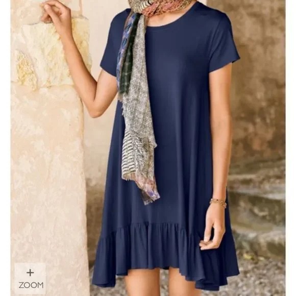 Peruvian Connection Brigitte Dress Pockets Blue Sapphire Women’s Sz XS B33