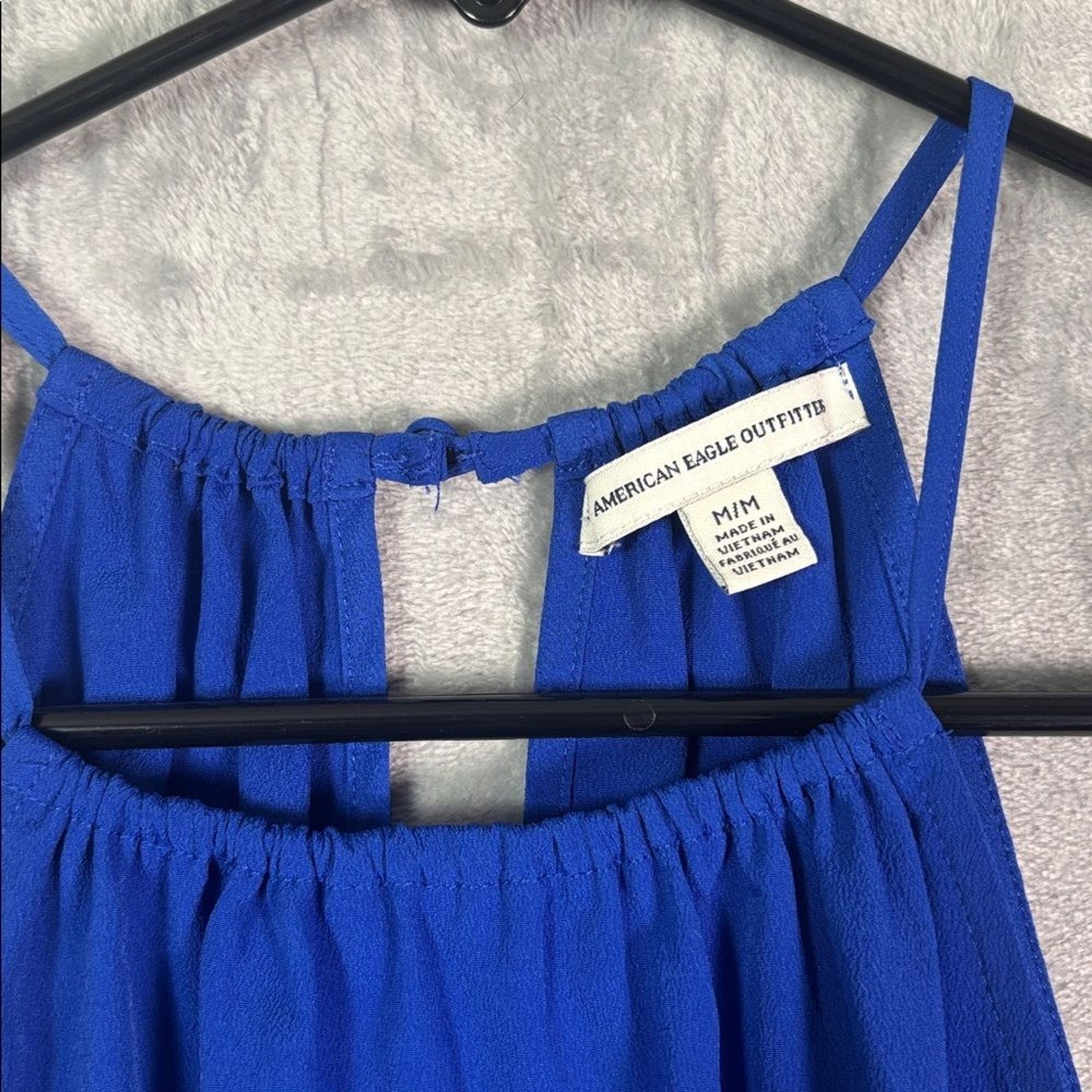 American Eagle Royal Blue Halter Rouched Waist Dress Lightweight Size Medium