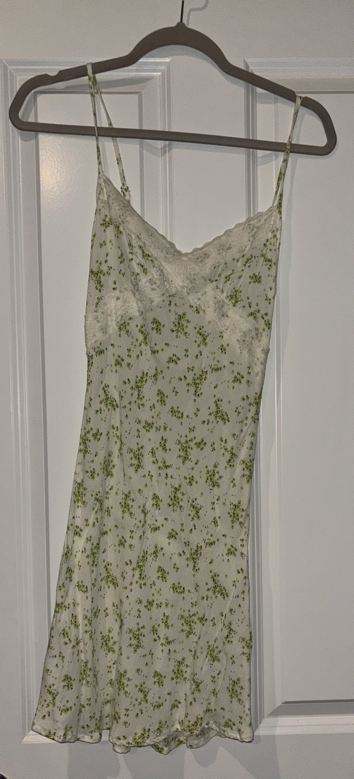 Ivory Green Pink Floral Lace Sleeveless Size S Sundress Short