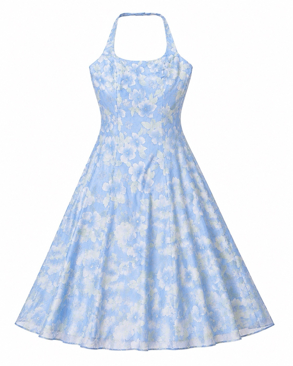 Alfred Angelo Size 12 Blue Floral Halter Maxi Dress & Shawl Formal Prom Wedding
