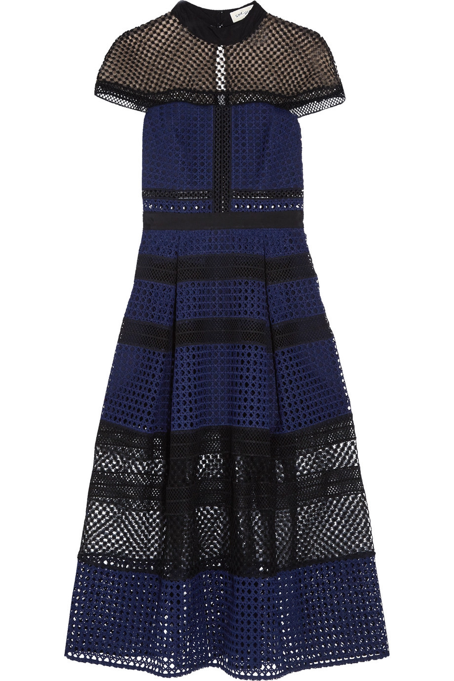 Authentic Self-Portrait Navy Paneled Guipure Lace Dress UK 6 US 2