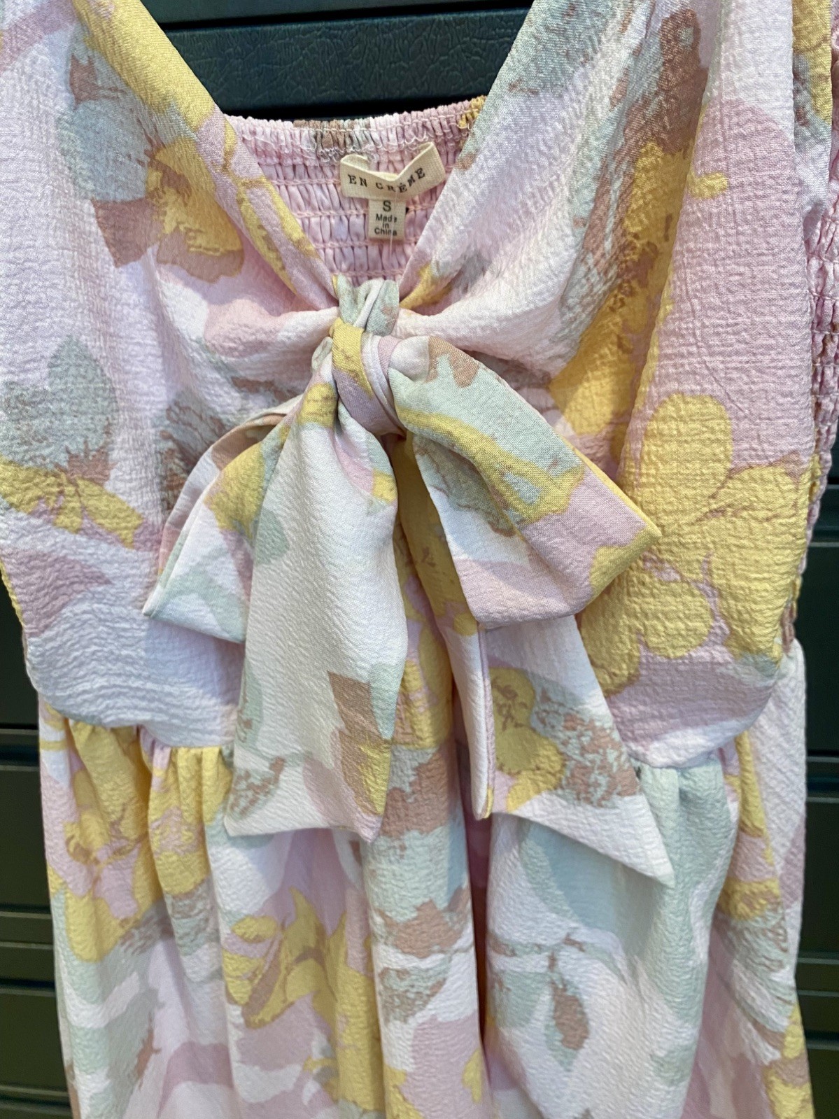 NWT En Creme Sundress Spaghetti Straps, Sz. Small Ladies Cute Bow Front Pastels