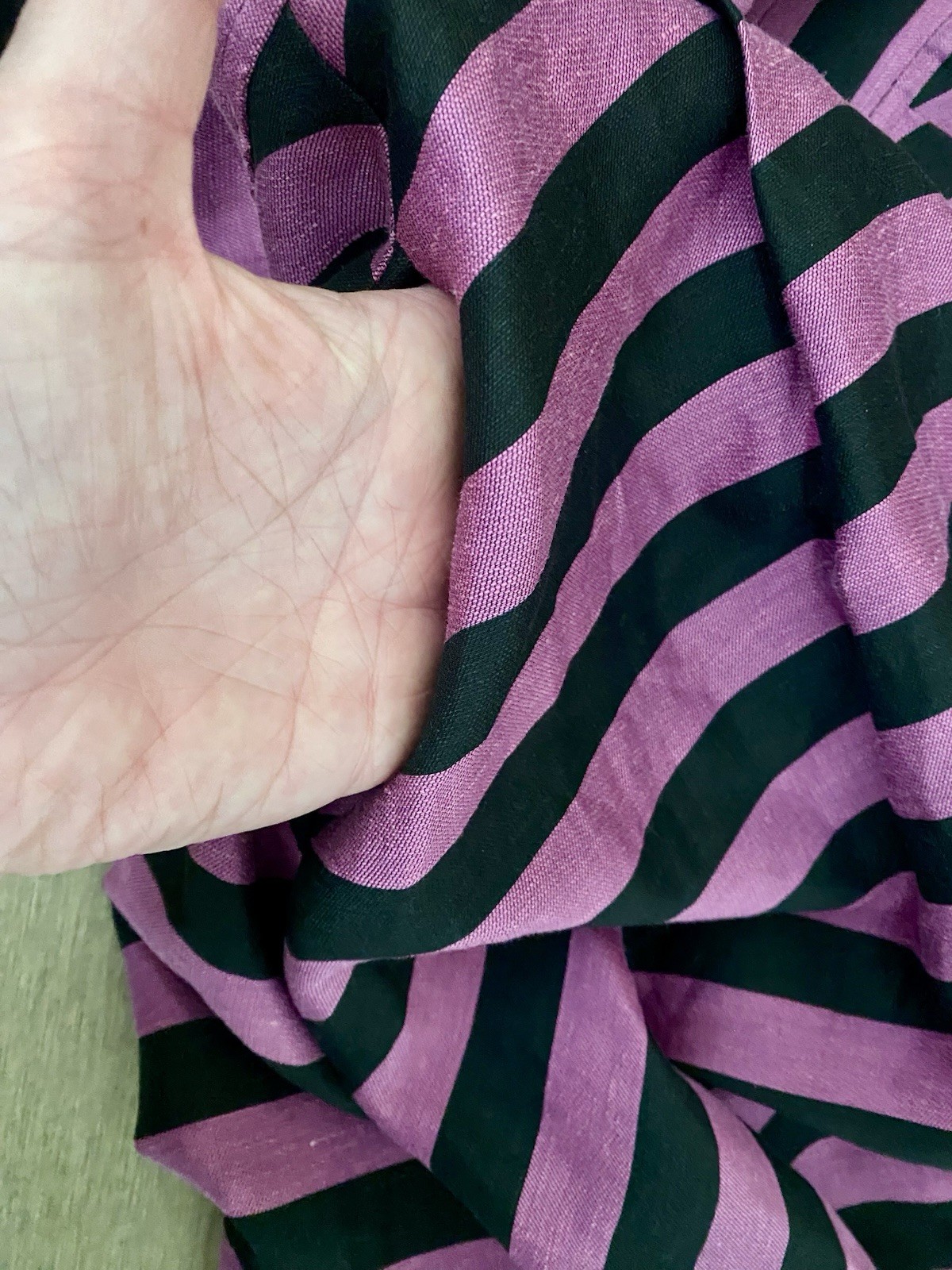 Never A Wallflower Button Down LS A-Line Dress Fuchsia Black Stripe Linen XS NWT