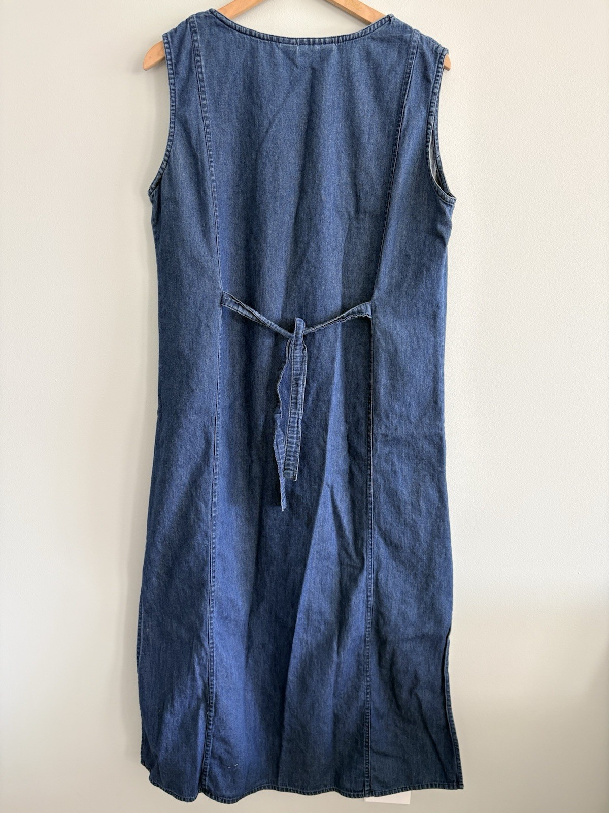 My Choice Yellow Embroidered Denim Sleeveless Dress Womens 1X Vintage