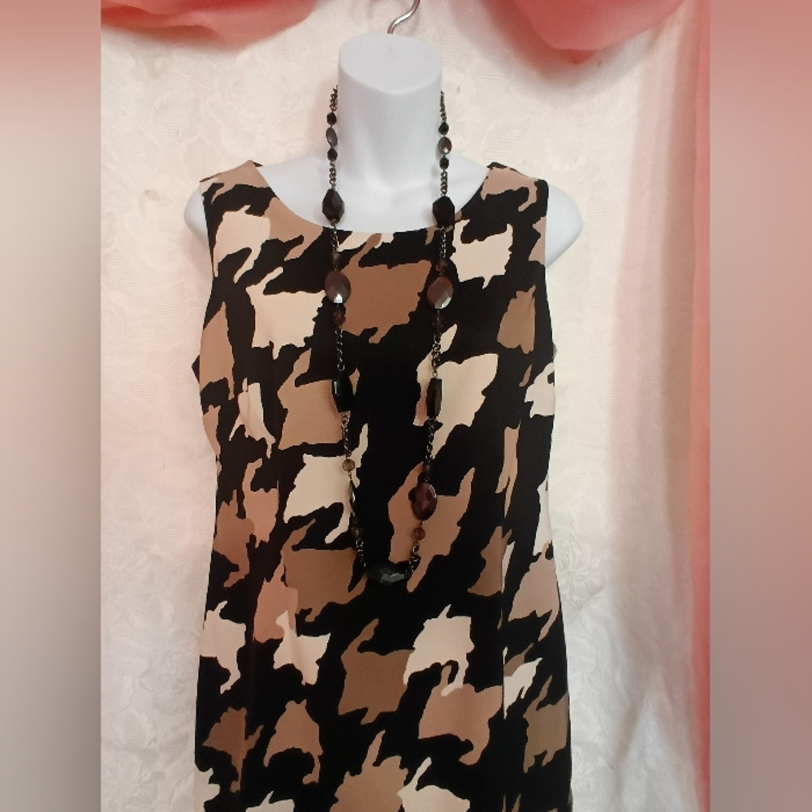 Jones Studio Jet Black and Sandy Brown Midi Dress SZ 4
