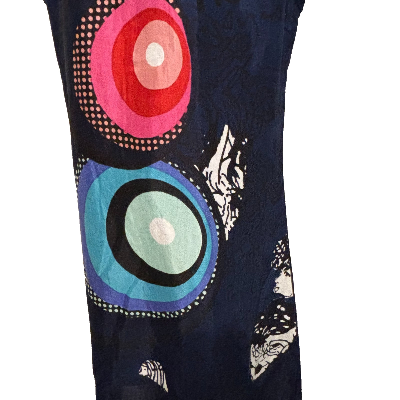 DESIGUAL Graphic Abstract Embroidered Logo Sheath Dress Art to Wear Y2K Boho XL