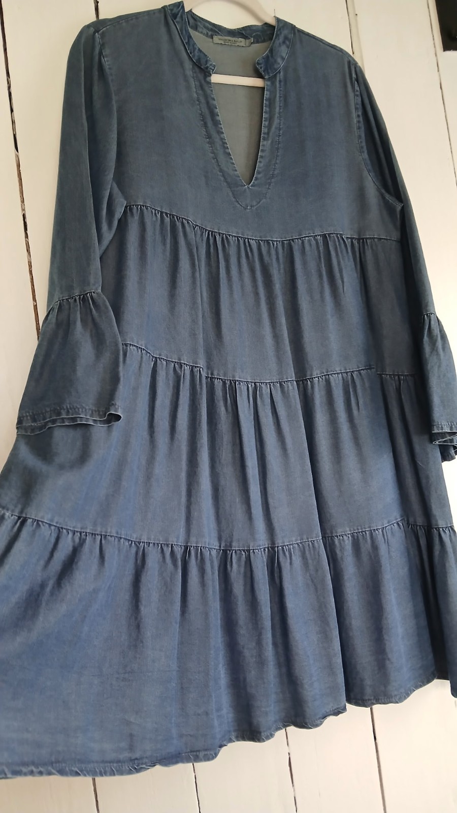 Valentina Naldi Dress. Large, Blue, Chambray. Made In Italy