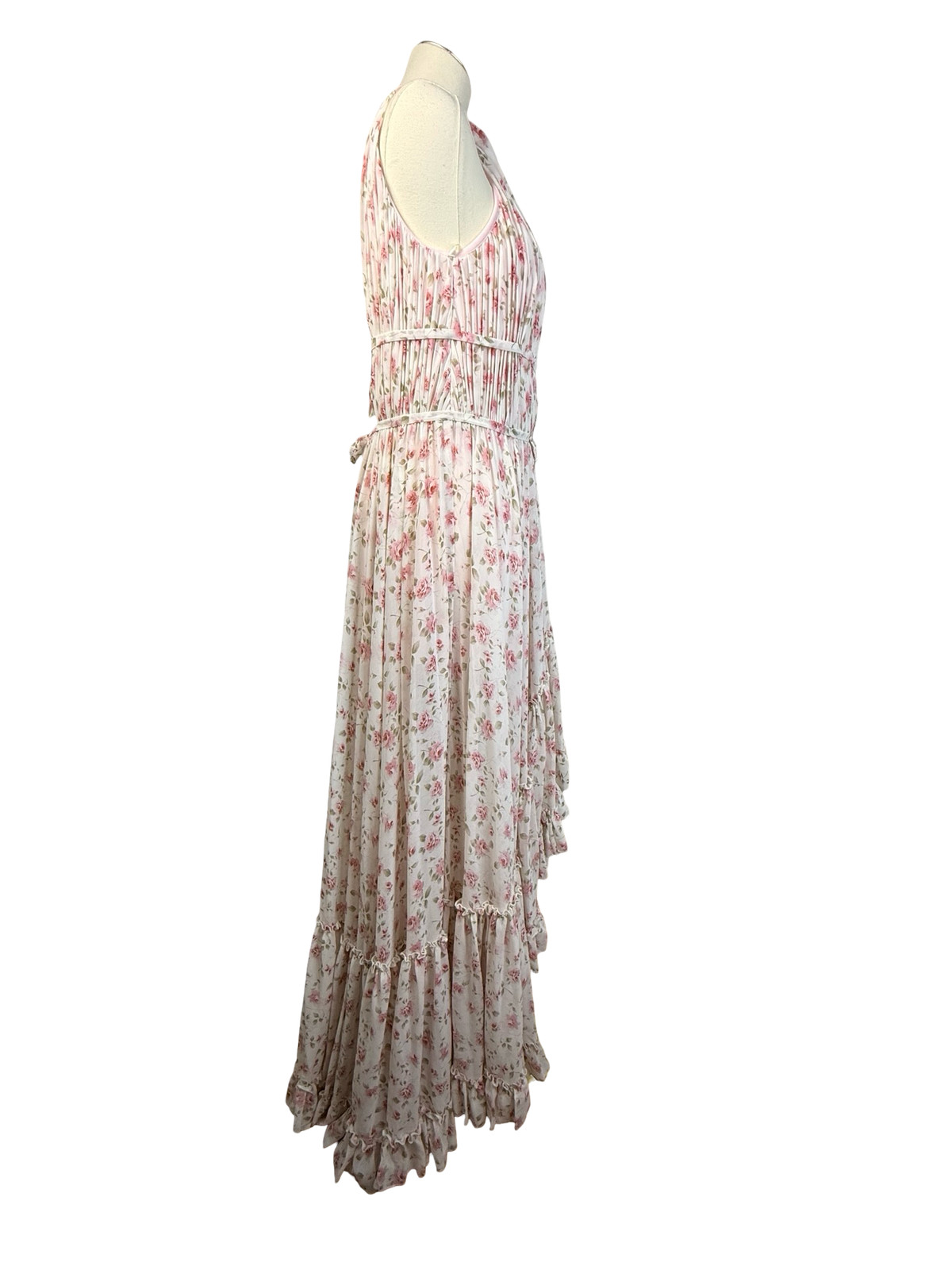 Mac Duggal 50659 Open-Back Ruffled Floral Print Maxi High-Low Gown