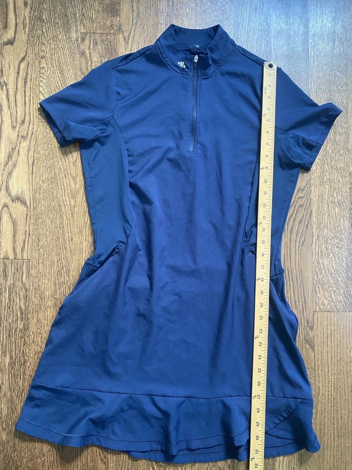 Adidas Frill Golf Dress Blue Pockets Womens Medium Recycled Materials Activewear