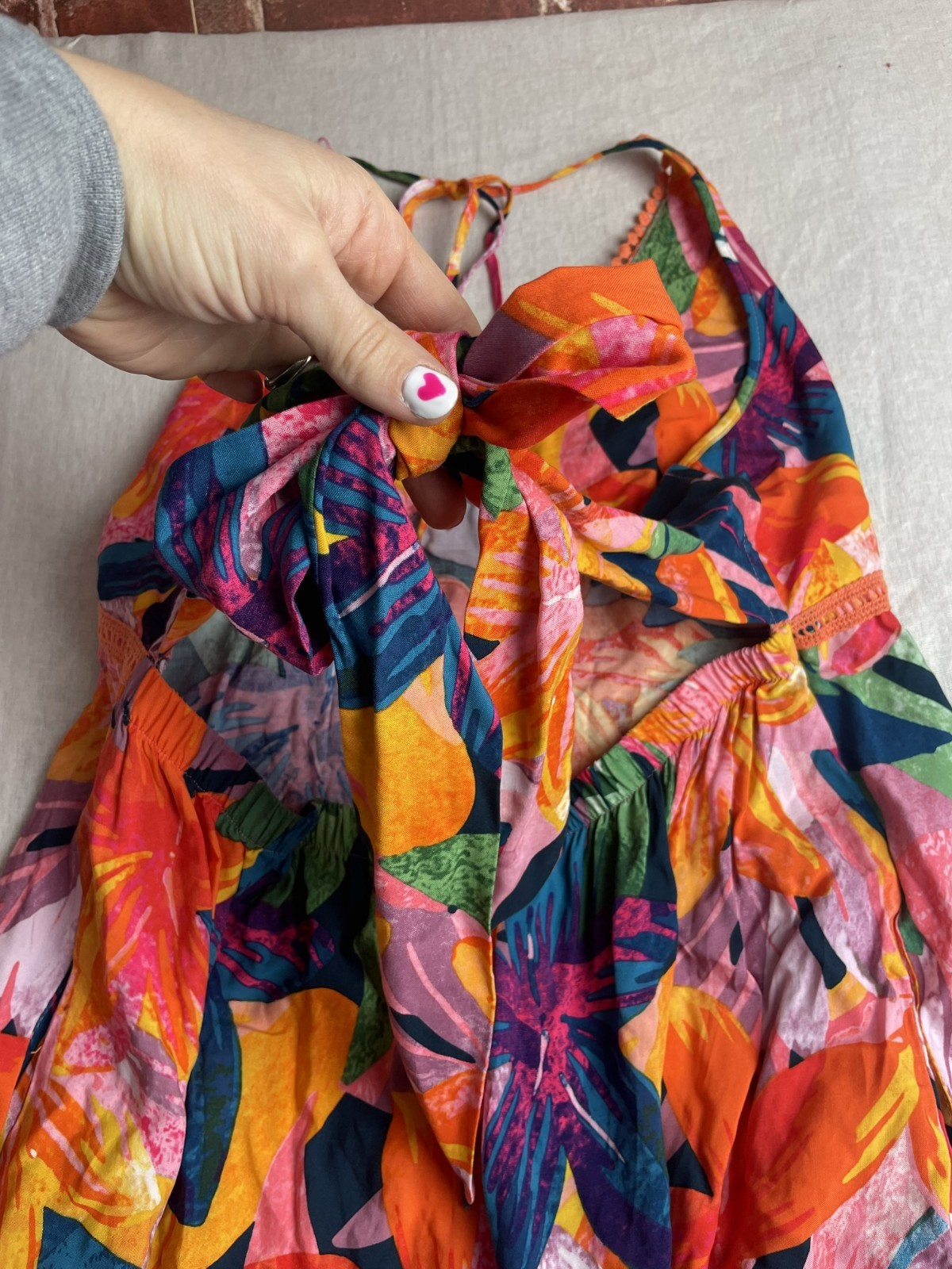 Sofia Vergara Multicolor Size XL Boho Tropical Tiered Summer Halter Sundress