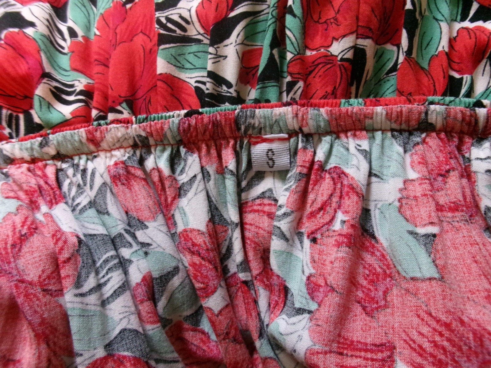 Strapless Floral Maxi Dress Boho Tropical Red Floral Tube Dress S
