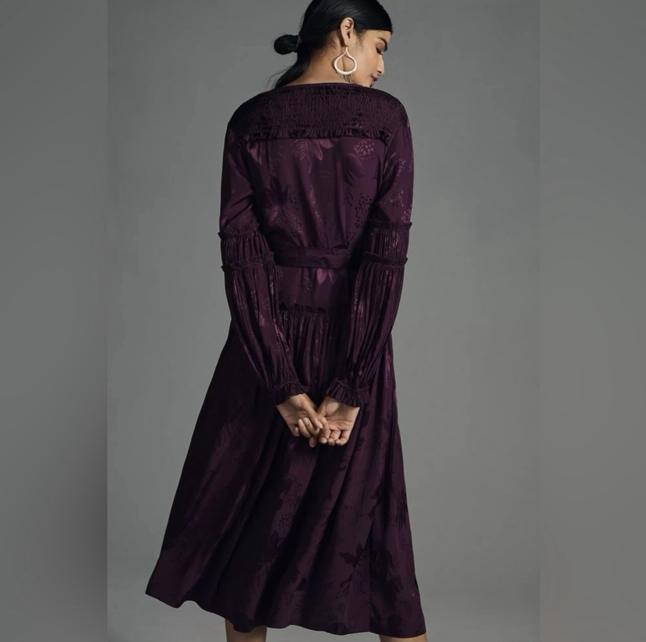 Anthropologie Current Air Long Sleeve Wrap Midi Dress Size M